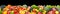 Panoramic photo fruits and vegetables isolated on black