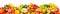 Panoramic photo fruits and vegetables isolated on white background