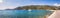 Panoramic photo of Poros bay and Mikros Gialos beach on Lefkada island, Greece