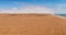 Panoramic Photograph of the Namibe Desert. Coast line with desert dunes. Africa. Angola. Namibe