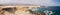 Panoramic pic of La Portada, stones arch in Antofagasta, Chile desert in atacama