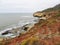 Panoramic picture at Cabrillo National Monument bluffs and tidepools. Coastal bluffs and tidepools are found along Point Loma