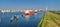 Panoramic picture from port Rotterdam with transport ships