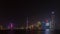 Panoramic picture of skyscrapers of Pudong district from the Bund in Shanghai at night in winter