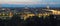 Panoramic postcard of Turin at dusk