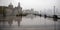 Panoramic Rainy Day Reflection of Shanghai\'s Stunning Architectural Skyline on the Bund