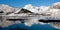 Panoramic reflections in white snow