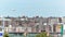 Panoramic roof view of old houses. Brick buildings with fire stairs during the day. Travel and housing concepts. Bronx, NYC, USA