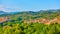 Panoramic rural landscape with village in Thessaly