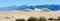 Panoramic Sand Dunes with mountains to the East at Mesquite Flats, Death Valley