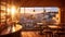 A panoramic scenery of a late afternoon in a authentic italy coffee shop AI Generative