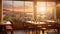 A panoramic scenery of a late afternoon in a authentic italy coffee shop AI Generative