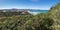 Panoramic scenic atlantic coastline in sunny blue sky in bidart, basque country, france