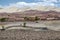 Panoramic scenic landscape at Maragua Crater. View of a village inside the crater of Maragua dormant volcano