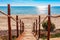 Panoramic sea beach landscape near Gaeta, Lazio, Italy. Nice sand beach and clear blue water. Famous tourist destination in