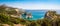 Panoramic seascape view of Kleftiko rocky coastline on Milos isl