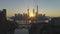 Panoramic Shanghai Skyline and Waibaidu Bridge at Sunrise. Lujiazui District. China. Aerial View