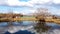 Panoramic shooting over a small lake.