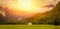 Panoramic Shot Of Beautiful scene cloud over mountain, Summer La