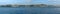 Panoramic shot of the The Bosporus Strait in Turkey with a blue waterscape