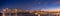 Panoramic shot of the cityscape of  Boston at sunset