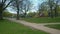 Panoramic Shot Of Early Spring Natural Parck in Swonly, East Kent of London. Hapy Family Walking At The Park. Narure