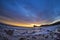 Panoramic shot of a fascinating sunset over the sea