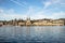 Panoramic shot of lake Lucerne with the steeples of the Church of St. Leodegar