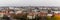 Panoramic shot of a lake in the middle of buildings in Budapest Hungary