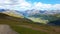 Panoramic shot Livigno Village Landscape Italy Alps in summer stunning view from above