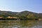 Panoramic shot of the mountain landscapes of the Danube river in Romania