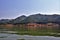 Panoramic shot of the mountain landscapes of the Danube river in Romania