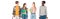 Panoramic shot of multiethnic teenagers with