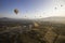 Panoramic shot of the Pyramids of Teotihuacan from a sky balloon in Mexico
