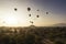 Panoramic shot of the Pyramids of Teotihuacan and trees from a sky balloon in Mexico