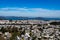 Panoramic shot of San Francisco Business District from Twin Peaks, California USA, March 30 2020