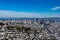 Panoramic shot of San Francisco Business District from Twin Peaks, California USA, March 30 2020