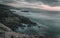 Panoramic shot of sea hitting the rocks Costa da morte in Galicia, Spain