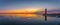 Panoramic shot of sunrise in Lake Michigan
