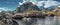 Panoramic shot of A village, Moskenes, on the Lofoten in norther