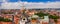 Panoramic shot of Vilnius under the sunlight and a blue cloudy sky in Lithuania