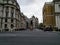Panoramic shot of Whitehall in Central London with the statue of the Duke of Devonshire