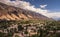 Panoramic sided view of the little town of MaimarÃ¡, Jujuy Argentina. Quebrada de Humahuaca. Unesco worldÂ´s heritage