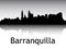 Panoramic Silhouette Skyline of Barranquilla Colombia