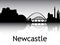 Panoramic Silhouette Skyline of Newcastle United Kingdom