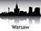 Panoramic Silhouette Skyline of Warsaw Poland