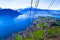 Panoramic skyline view of mount Pilatus over lake