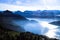 Panoramic skyline view of snow-capped mountains