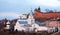 Panoramic spring april view church and Kremlin Nizhny Novgorod