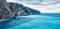 Panoramic spring view of Porto Katsiki Beach. Picturesque morning seascape of Ionian sea. Amazing outdoor scene of Lefkada Island